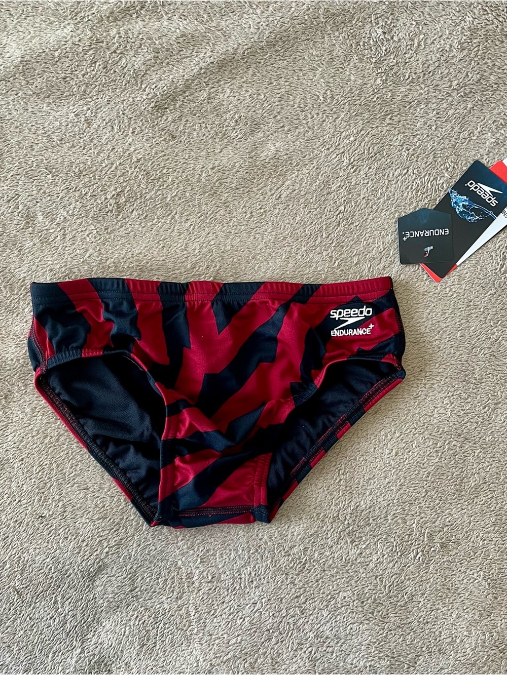 Speedo Men’s Red & Black Endurance+ Swim Briefs